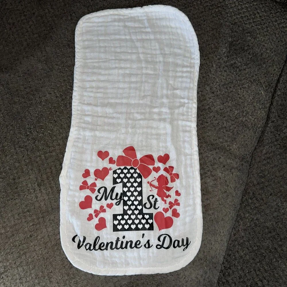 NEW Handcrafted 1st Valentine's Day Burp Cloth